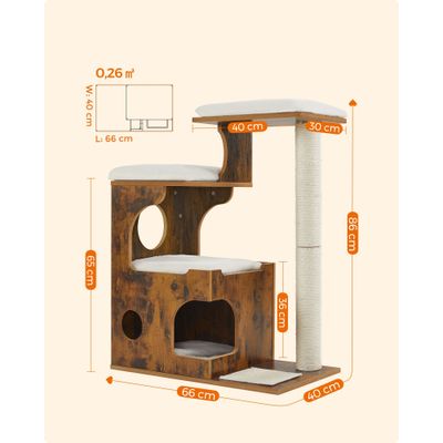 FEANDREA Arbre à Chat, Hauteur 86 cm, 3 Plate-Formes et 1 Niche