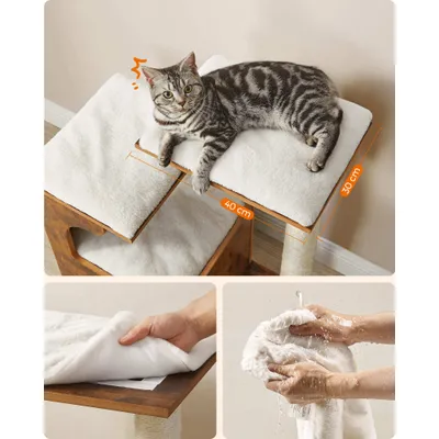 FEANDREA Arbre à Chat, Hauteur 86 cm, 3 Plate-Formes et 1 Niche