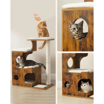 FEANDREA Arbre à Chat, Hauteur 86 cm, 3 Plate-Formes et 1 Niche