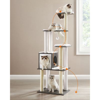Feandrea Arbre à Chat, Tour de Jeux Moderne 165 cm, avec 9 Griffoirs