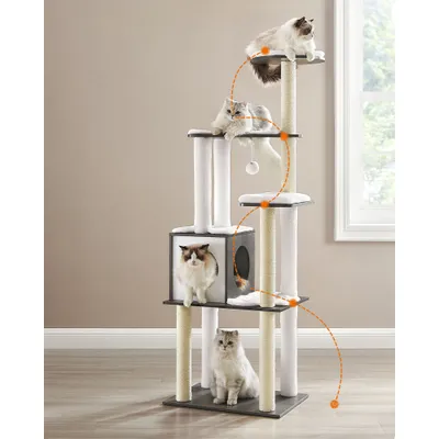 Feandrea Arbre à Chat, Tour de Jeux Moderne 165 cm, avec 9 Griffoirs