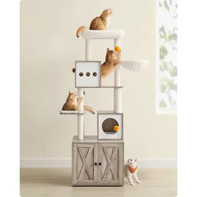 Feandrea Arbre à Chat Moderne avec Cache-litière, Tour de Jeu