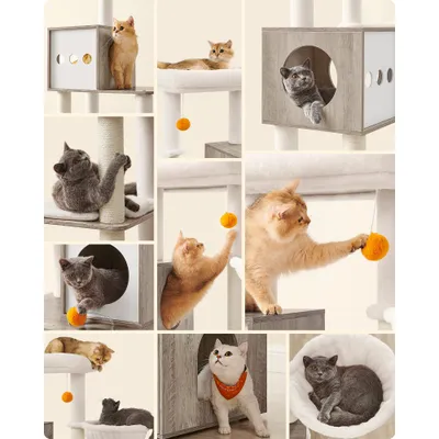 Feandrea Arbre à Chat Moderne avec Cache-litière, Tour de Jeu