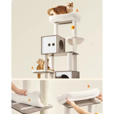 Feandrea Arbre à Chat Moderne avec Cache-litière, Tour de Jeu