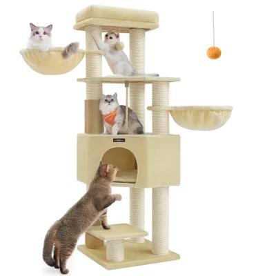 Feandrea Arbre à Chat Hauteur de  160 cm Grand et Stable avec Tapis Chaud