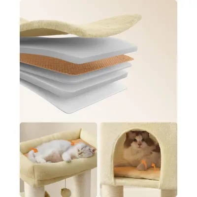 Feandrea Arbre à Chat Hauteur de  160 cm Grand et Stable avec Tapis Chaud