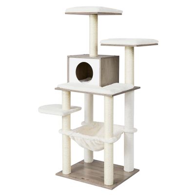 Feandrea Arbre à Chat, Tour de Jeux de 138 cm, Niche, Meuble pour Chat Grège Chiné