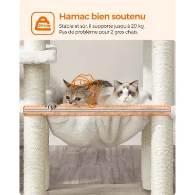 Feandrea Arbre à Chat, Tour de Jeux de 138 cm, Niche, Meuble pour Chat