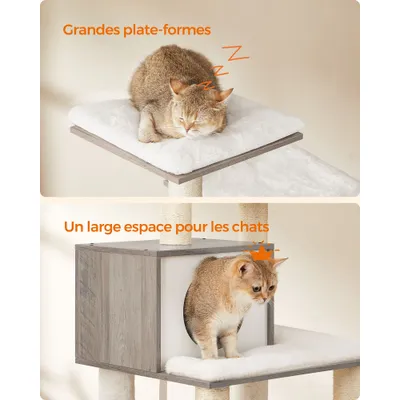 Feandrea Arbre à Chat, Tour de Jeux de 138 cm, Niche, Meuble pour Chat
