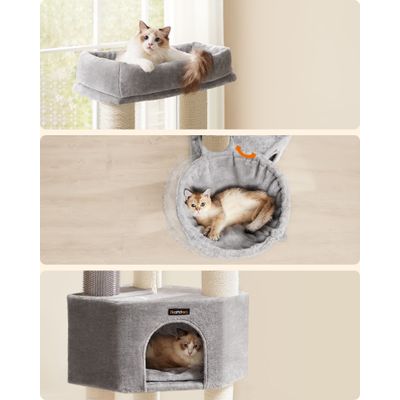 Feandrea Arbre à Chat Hauteur de  160 cm Grand et Stable avec Tapis Chaud