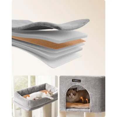 Feandrea Arbre à Chat Hauteur de 160 cm Grand et Stable avec Tapis Chaud