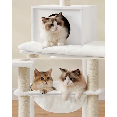 Feandrea Arbre à Chat, Tour de Jeux de 138 cm, Niche, Meuble pour Chat