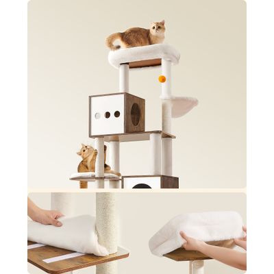 Feandrea Arbre à Chat Moderne avec Cache-litière, Tour de Jeu