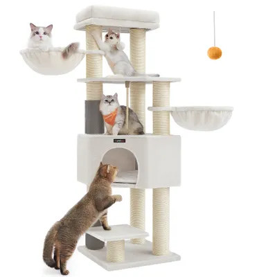 Feandrea Arbre à Chat Hauteur de 160 cm Grand et Stable avec Tapis Chaud