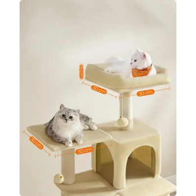 Feandrea Arbre à Chat Hauteur 137,7 cm, 4 Poteaux à Griffer, 2 Plateformes
