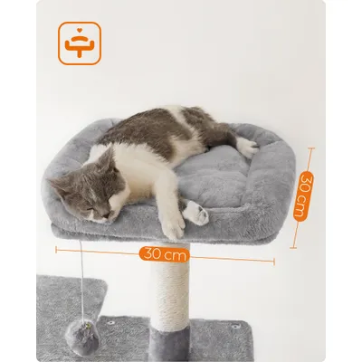 Feandrea Arbre à Chat Hauteur 137,7  cm, 4 Poteaux à Griffer, 2 Plateformes