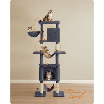 Feandrea Arbre à Chat 201 cm, Forme de Tour, Taille XXL