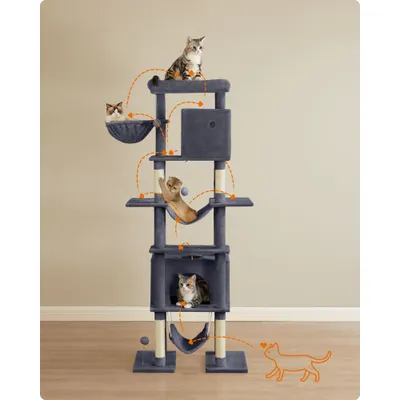 Feandrea Arbre à Chat 201 cm, Forme de Tour, Taille XXL