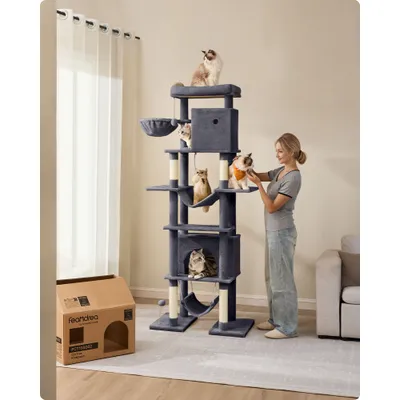 Feandrea Arbre à Chat 201 cm, Forme de Tour, Taille XXL