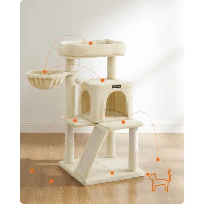 FEANDREA Arbre à Chat, Tour de Jeux, Grand Plate-Forme