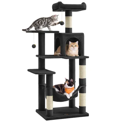 Feandrea Arbre à Chat Hauteur 137,7 cm, 4 Poteaux à Griffer, 2 Plateformes