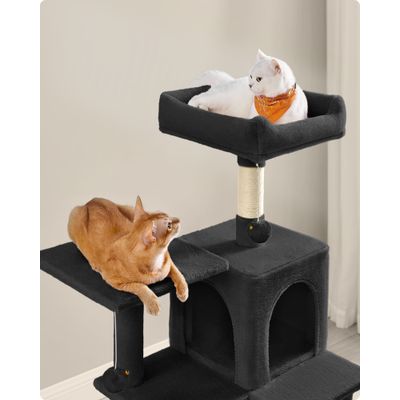 Feandrea Arbre à Chat Hauteur 143 cm, 4 Poteaux à Griffer, 2 Plateformes