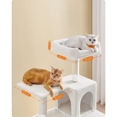Feandrea Arbre à Chat Hauteur 137,7 cm, 4 Poteaux à Griffer, 2 Plateformes