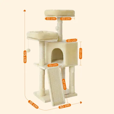 FEANDREA Arbre à Chat, Tour poteaux à gratter 115 cm