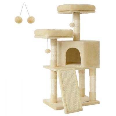 FEANDREA Arbre à Chat, Tour poteaux à gratter 115 cm Beige