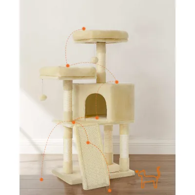 FEANDREA Arbre à Chat, Tour poteaux à gratter 115 cm