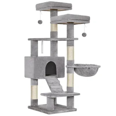 Arbre à Chat, Tour de Jeux 142 cm, Plusieurs Niveaux
