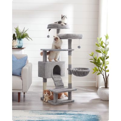 Arbre à Chat, Tour de Jeux 142 cm, Plusieurs Niveaux