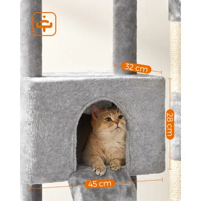 Arbre à Chat, Tour de Jeux 142 cm, Plusieurs Niveaux