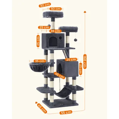 Feandrea Grand Arbre à Chat, avec 13 Griffoirs et 2 Niches, Multi-niveaux