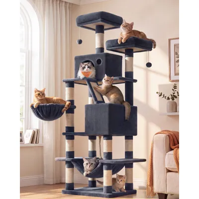 Feandrea Grand Arbre à Chat, avec 13 Griffoirs et 2 Niches, Multi-niveaux