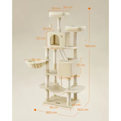 Feandrea Grand Arbre à Chat, avec 13 Griffoirs et 2 Niches, Multi-niveaux Feandrea Grand Arbre à Chat, avec 13 Griffoirs et 2 Niches, Multi-niveaux