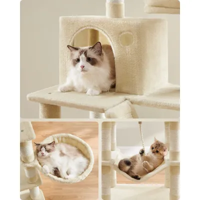 Feandrea Grand Arbre à Chat, avec 13 Griffoirs et 2 Niches, Multi-niveaux Feandrea Grand Arbre à Chat, avec 13 Griffoirs et 2 Niches, Multi-niveaux
