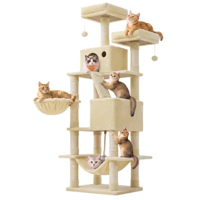 Feandrea Grand Arbre à Chat, avec 13 Griffoirs et 2 Niches, Multi-niveaux