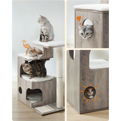 FEANDREA Arbre à Chat, Hauteur 86 cm, 3 Plate-Formes et 1 Niche
