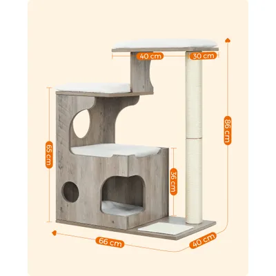 FEANDREA Arbre à Chat, Hauteur 86 cm, 3 Plate-Formes et 1 Niche