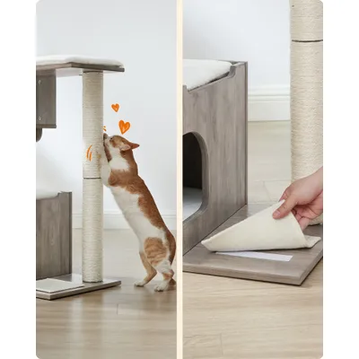 FEANDREA Arbre à Chat, Hauteur 86 cm, 3 Plate-Formes et 1 Niche