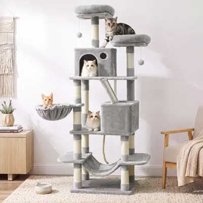 Feandrea Grand Arbre à Chat, avec 13 Griffoirs et 2 Niches, Multi-niveaux