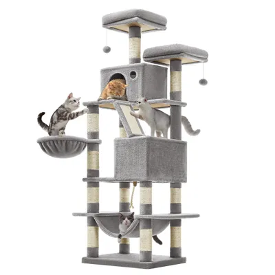 Feandrea Grand Arbre à Chat, avec 13 Griffoirs et 2 Niches, Multi-niveaux