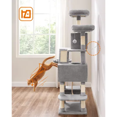 Feandrea Grand Arbre à Chat, avec 13 Griffoirs et 2 Niches, Multi-niveaux