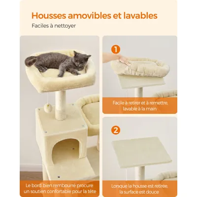 Feandrea Arbre à Chat,Grande Tour de Jeux, Housses de Plate-forme Amovibles