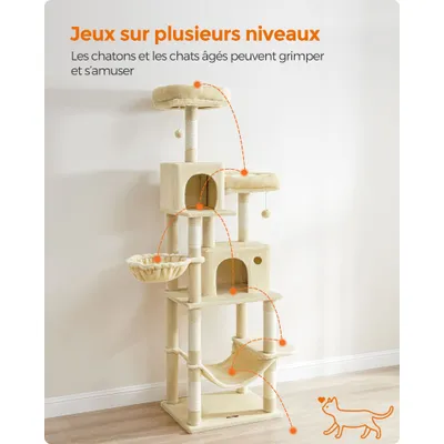 Feandrea Arbre à Chat,Grande Tour de Jeux, Housses de Plate-forme Amovibles