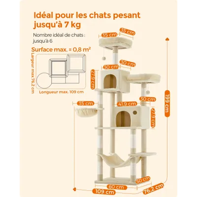 Feandrea Arbre à Chat,Grande Tour de Jeux, Housses de Plate-forme Amovibles