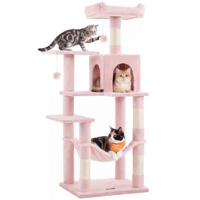 Feandrea Arbre à Chat Hauteur 137,7 cm, 4 Poteaux à Griffer, 2 Plateformes