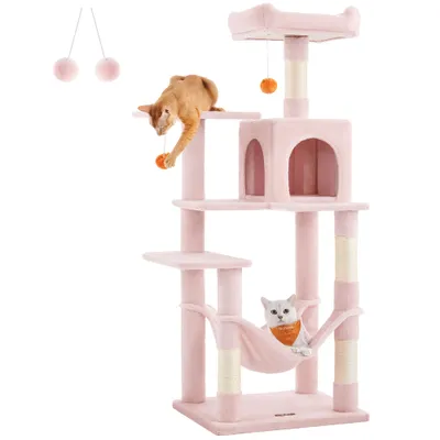 Feandrea Arbre à Chat Hauteur 143 cm, 4 Poteaux à Griffer, 2 Plateformes Feandrea Arbre à Chat Hauteur 143 cm, 4 Poteaux à Griffer, 2 Plateformes