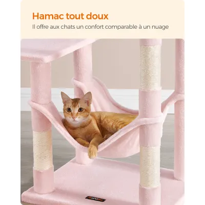 Feandrea Arbre à Chat Hauteur 137,7 cm, 4 Poteaux à Griffer, 2 Plateformes